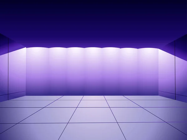 Farbvektorillustration Dunkelblauen Tönen Die Einen Beleuchteten Raum Form Einer Bühne — Stockvektor