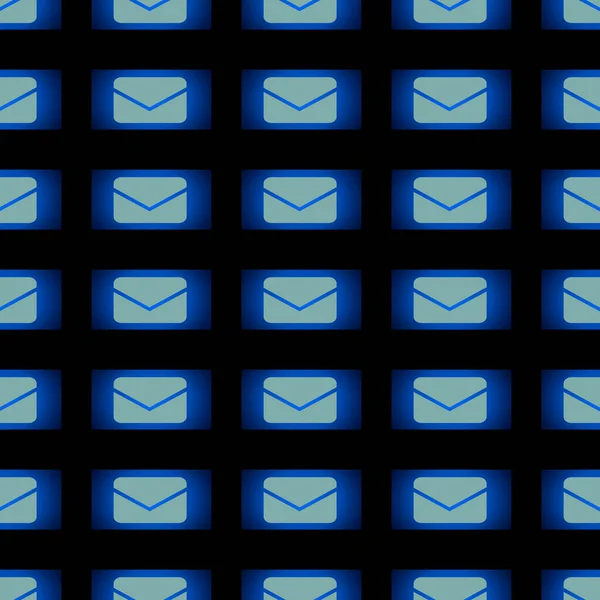 Padrão Vetorial Sem Costura Partir Imagem Envelopes Postais Tons Azul — Vetor de Stock
