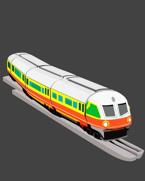 Цветная Векторная Иллюстрация Трехмерным Изображением Современного Поезда Оформления Баннеров Вывесок — стоковый вектор