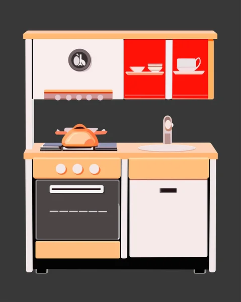 Farbvektorillustration Von Küchenmöbeln Für Die Gestaltung Von Bannern Flyern Postkarten — Stockvektor