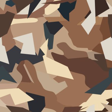 Kusursuz soyut, kumaş, ambalaj ve dekorasyon iç dekorasyon için kahverengi tonlarda kamuflaj şeklinde vektör deseni