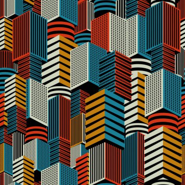 İç mimari ve sahne tasarımları için çok katlı binalar şeklinde kusursuz çok renkli arkaplan dokusu