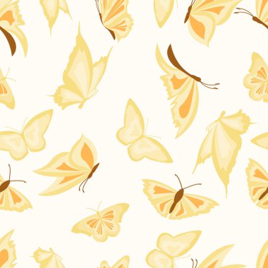 İç tasarım, duvar kağıdı, doğal bir şekilde ambalaj için rastgele bir sırada kelebekleri tasvir eden kusursuz renk deseni.