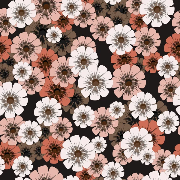 Papatya çiçekli kusursuz çiçek deseni. Kumaşlardaki pint 'ler için vektör çizimi. Duvar kağıdı, ambalaj ve kapak, kart, arkaplan ve dolguların tasarımı için