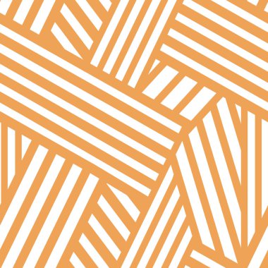 Kusursuz geometrik desen. Turuncu ve beyaz çizgiler. İç tasarım için vektör illüstrasyonu ve kumaşlar, ambalaj, soyut bir tarzda duvar kağıdı üzerindeki baskılar