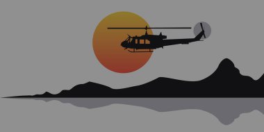 Dağlarda helikopter var.