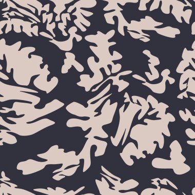 Soyut çiçeklerin kusursuz bir kamuflaj şekli. Kusursuz vektör arkaplanı. Elbise kumaşlarındaki parmak izleri için soyut bir model olarak kamuflaj deseni