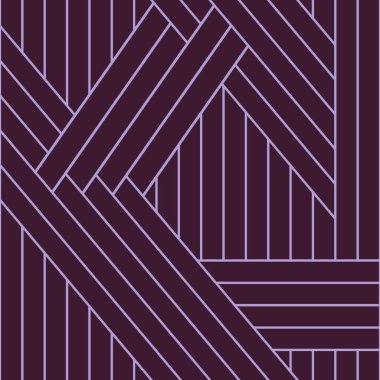 Koyu mor arka planda kusursuz soyut geometrik desen. Şablon çapraz çizgilerden, zigzag ya da çapraz desenden oluşur. Derinlik ve hacim hissi, labirent benzeri bir desen..