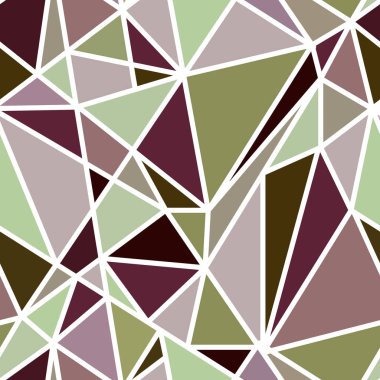 abstract seamless geometric pattern, from many triangular shapes in different shades of pink, green and brown.  a sense of depth and size. The colors are pink and green, with some shades of brown and beige.  modern geometric design. clipart