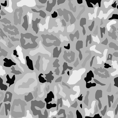 seamless pattern in gray and white colors. A pattern of small, irregularly shaped objects of different shapes and sizes, creating a chaotic appearance.  the effect of an abstract and dynamic composition. clipart