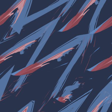 Elle çizilmiş fırça darbeleriyle kusursuz desen. Tasarımlarınız ve kumaş baskılarınız için soyut mavi ve kahverengi gölgeler arkaplanının vektör çizimi