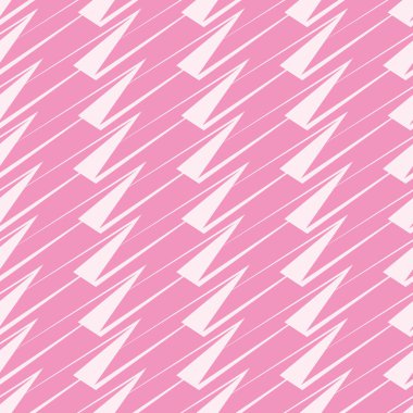 Uzun periyodik olarak tekrarlanan üçgenleri olan kusursuz geometrik desen. Tasarımlarınız için pembe ve beyaz soyut arkaplan ve kumaşların üzerindeki baskılar.