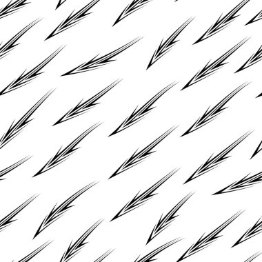Beyaz zemin üzerinde çapraz yönlendirilmiş oklar şeklinde siyah net soyut çizgileri olan pürüzsüz bir desen. Tasarımlarınızın soyut siyah beyaz arka plan dizaynı için