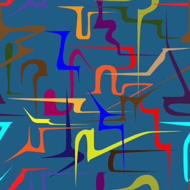 Kusursuz bir geçmişi var. Grafiti tarzında koyu mavi arkaplanda soyut renkli geometrik desen. Tasarımınız için yüksek kaliteli vektör illüstrasyonu