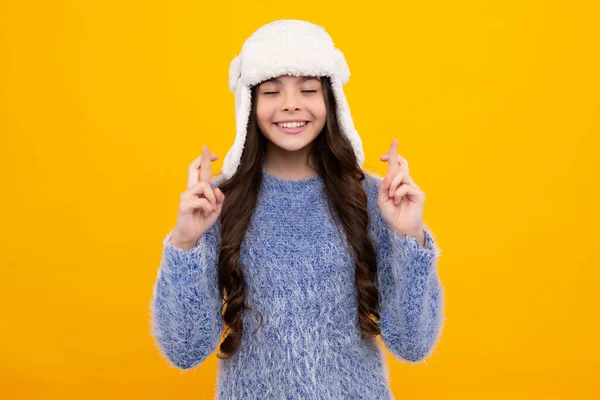Winter Hat Cold Season Concept Winter Fashion Accessory Children Teen —  Fotos de Stock