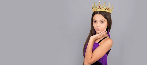 Luxury Made Beauty Queen Wear Crown Luxury Lifestyle Child Queen — Stock Photo, Image
