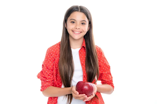 Elmalı Kendinden Emin Genç Bir Kızın Portresi Sağlıklı Bir Şeyler — Stok fotoğraf