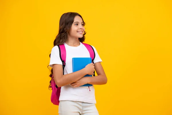 School Girl Teenager Child Book Copybook Teenager Schoolgirl Student Backpack — Stok fotoğraf