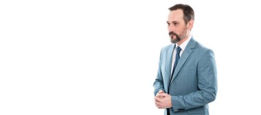 İnsan yüzü portresi, fotokopi alanı olan pankart. Kendine güven. Profesyonel boz yönetim kurulu başkanı. Kendine güveniyor patron. Olgun iş adamı