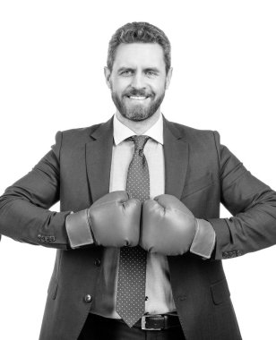 Mutlu adam patron, boks eldivenlerini bir arada tut. Savaşmaya hazır ol..