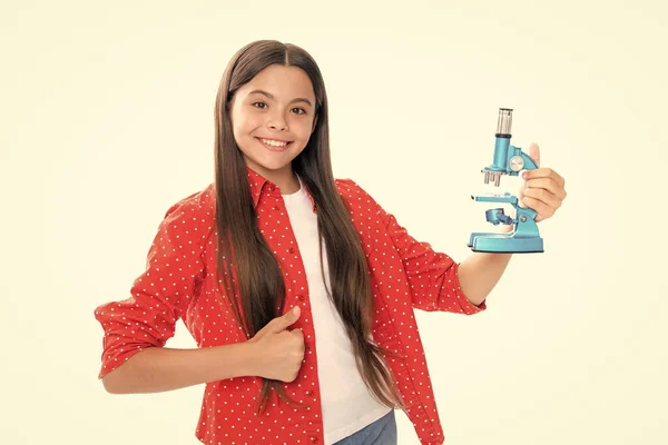 Child Study Bilogy Lesson Teenage School Girl Microscope Back School — 图库照片