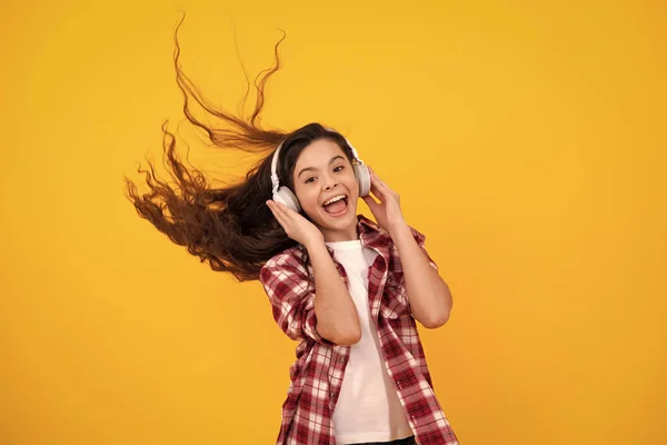 Amazed Teenager Child Music Concept Teenager Child Girl Dances Rhythm —  Fotos de Stock