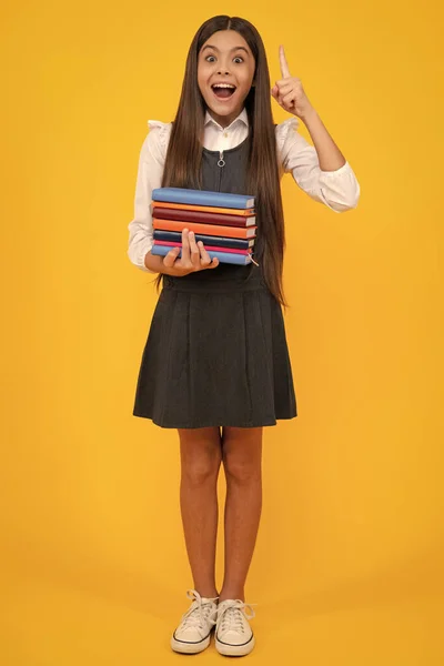 Amazed Teen Girl Teenage School Girl Books Schoolgirl Student Excited — Stock Photo, Image