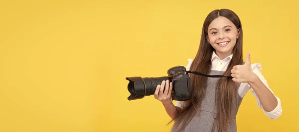 Best Childhood Teen Girl Taking Photo Kid Use Digital Camera — Stock Fotó