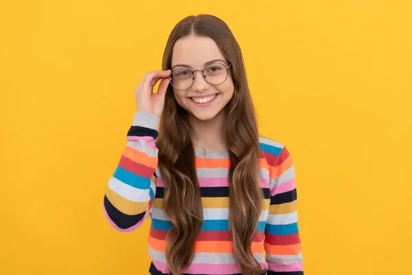 Happy Schoolgirl Nerd Child Eyeglasses Vision Vision Correction — Φωτογραφία Αρχείου