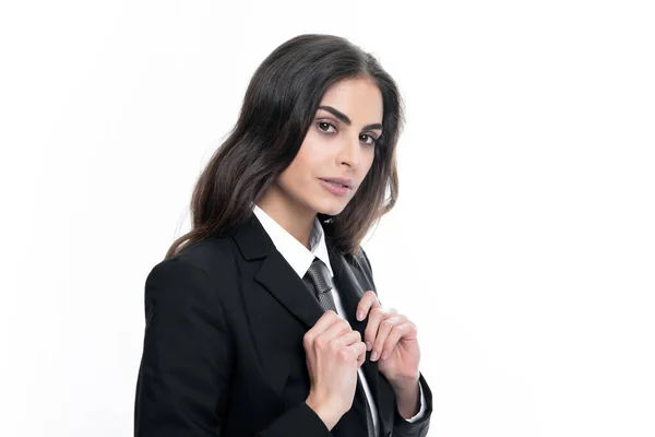 Mujer Negocios Con Traje Corbata Empresaria Confiada Mujer Negocios Corbata —  Fotos de Stock