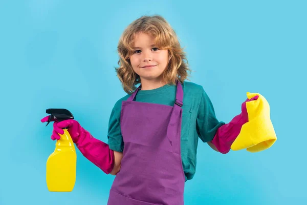 Children Helping Housekeeping Cleaning House Housekeeping Home Cute Child Boy — Stock Photo, Image