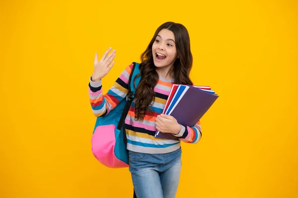 Happy School Teenage Girl Book Copybook Teenager Schoolgirl Student Isolated — Stock Photo, Image