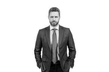 Genel müdür. Ciddi bir yönetmen beyazları soyutladı. Takım elbiseli profesyonel bir adam. İşletme. Resmi giyimli iş adamı..