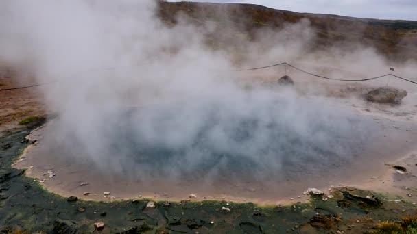 Siarka Geotermalna Namafjall Hverir Islandii Gejzer Geotermalny Para Pochodzi Gejzera — Wideo stockowe