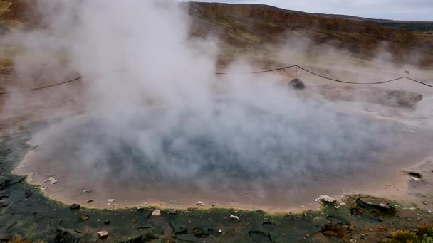 Vapeur Provient Geyser Glaciaire Géothermique Ralenti Namafjall Vapeur Zone Géothermique — Video