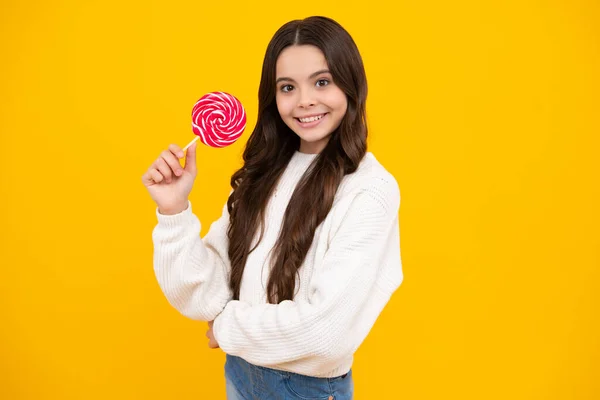 Child with lollipops candy. Stop eating sweets, sugar addiction. Teen dental care, sweet tooth