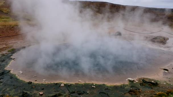 Slow Motion Namafjall Hverir Geothermal Area Iceland Geothermal Iceland Geyser — Stockvideo