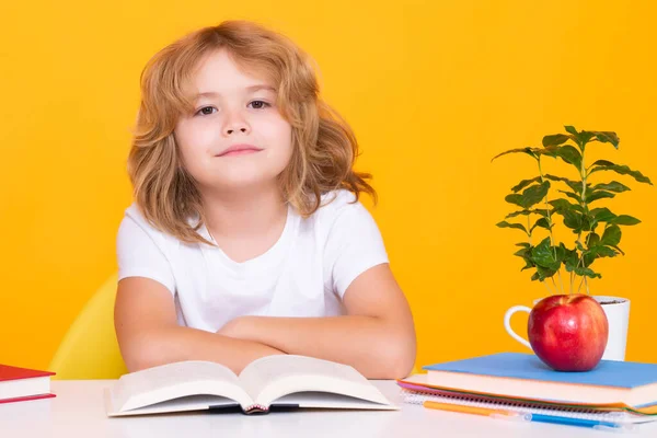 Шкільна Дитина Читає Книжку Навчання Школярів Уроках Вивчення Англійської Мови — стокове фото