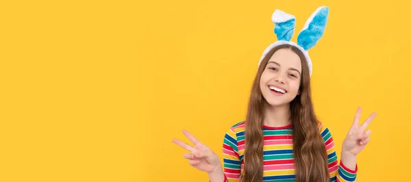 Bunny Coming Happy Easter Holiday Funny Child Hare Ears Teenager — Stock Photo, Image