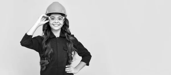 Very Professional Safety Glasses Repairing Labor Day Child Builder Helmet — Fotografia de Stock