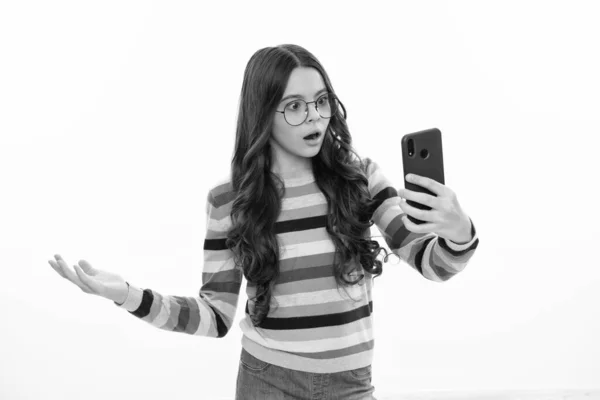 Girl Years Old Smart Phone Hipster Teen Girl Types Message — Φωτογραφία Αρχείου