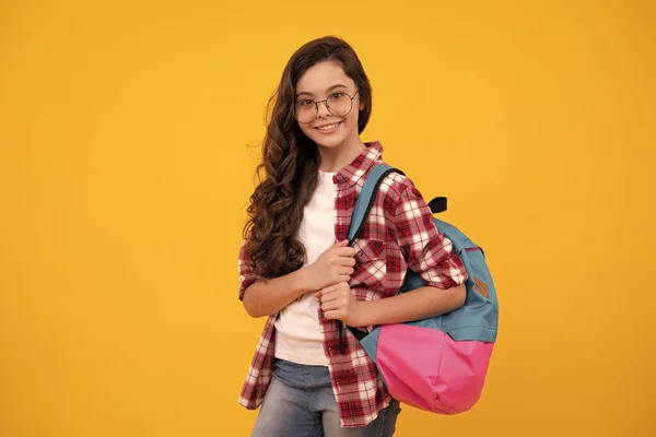 Back School Teenage School Girl Ready Learn School Children Yellow — Stok fotoğraf