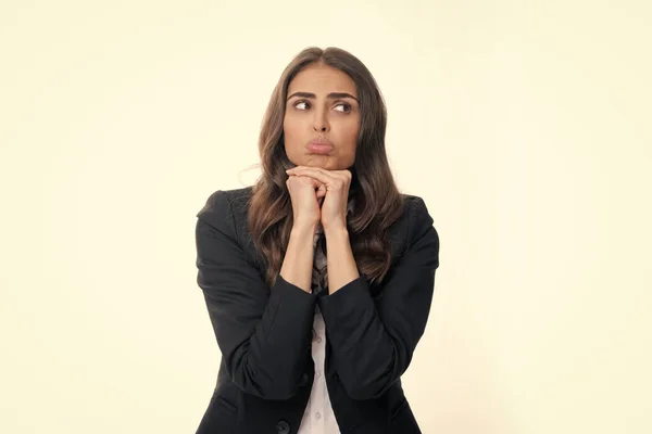 Funny Young Business Woman Suit Portrait Excited Amazed Gasping Businesswoman — Stock Fotó