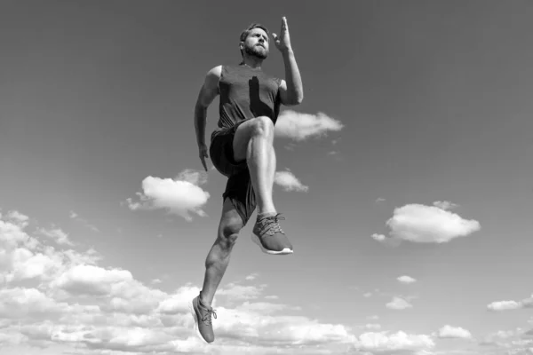 Healthy Man Running Guy Sportswear Full Energy Feel Freedom Marathon — Foto Stock