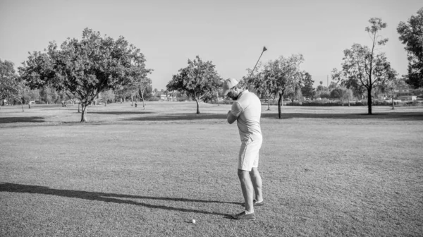 Jogador Golfe Masculino Campo Profissional Com Grama Verde Golfe — Fotografia de Stock