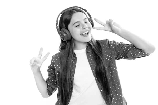Child Music Concept Teenager Child Girl Dances Rhythm Melody Listens — ストック写真