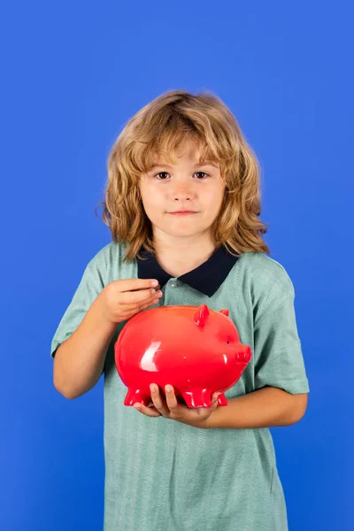 Économiser Argent Concept Enfant Économiser Argent Dans Une Tirelire Apprendre — Photo