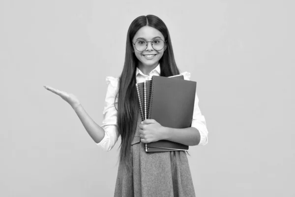Teenage School Girl Books Schoolgirl Student Happy Girl Face Positive — Stockfoto