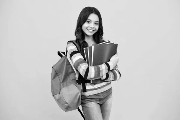 Back School Teenager Schoolgirl Hold Book Copybook Ready Learn School — Stockfoto