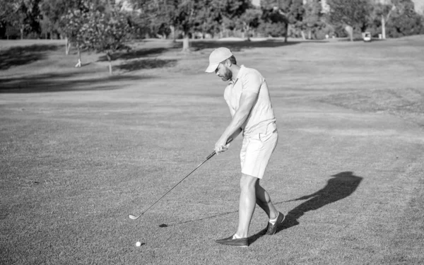 Profesionální Golfista Profesionálním Hřišti Zelenou Trávou Léto — Stock fotografie